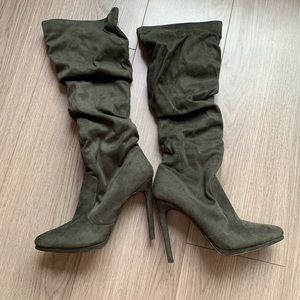 Knee High Olive Boots